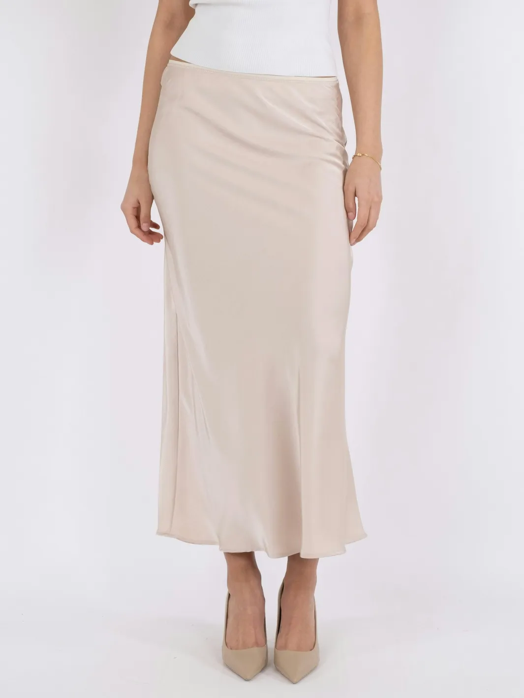 Online Neo Noir Vicky Heavy Sateen Skirt Champagne