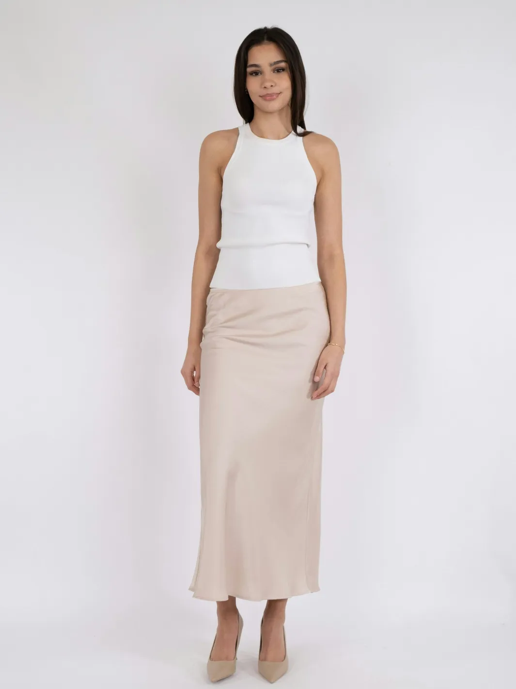 Online Neo Noir Vicky Heavy Sateen Skirt Champagne