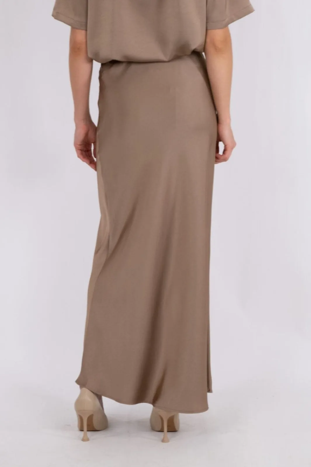 Best Neo Noir Vicky Heavy Sateen Skirt Dark Taupe