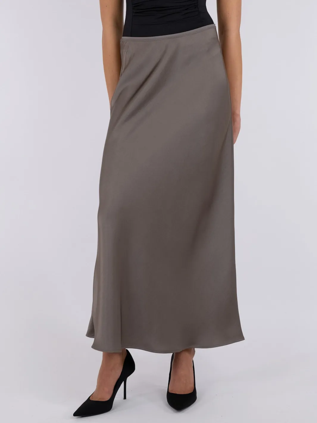 New Neo Noir Vicky Heavy Sateen Skirt Warm Grey