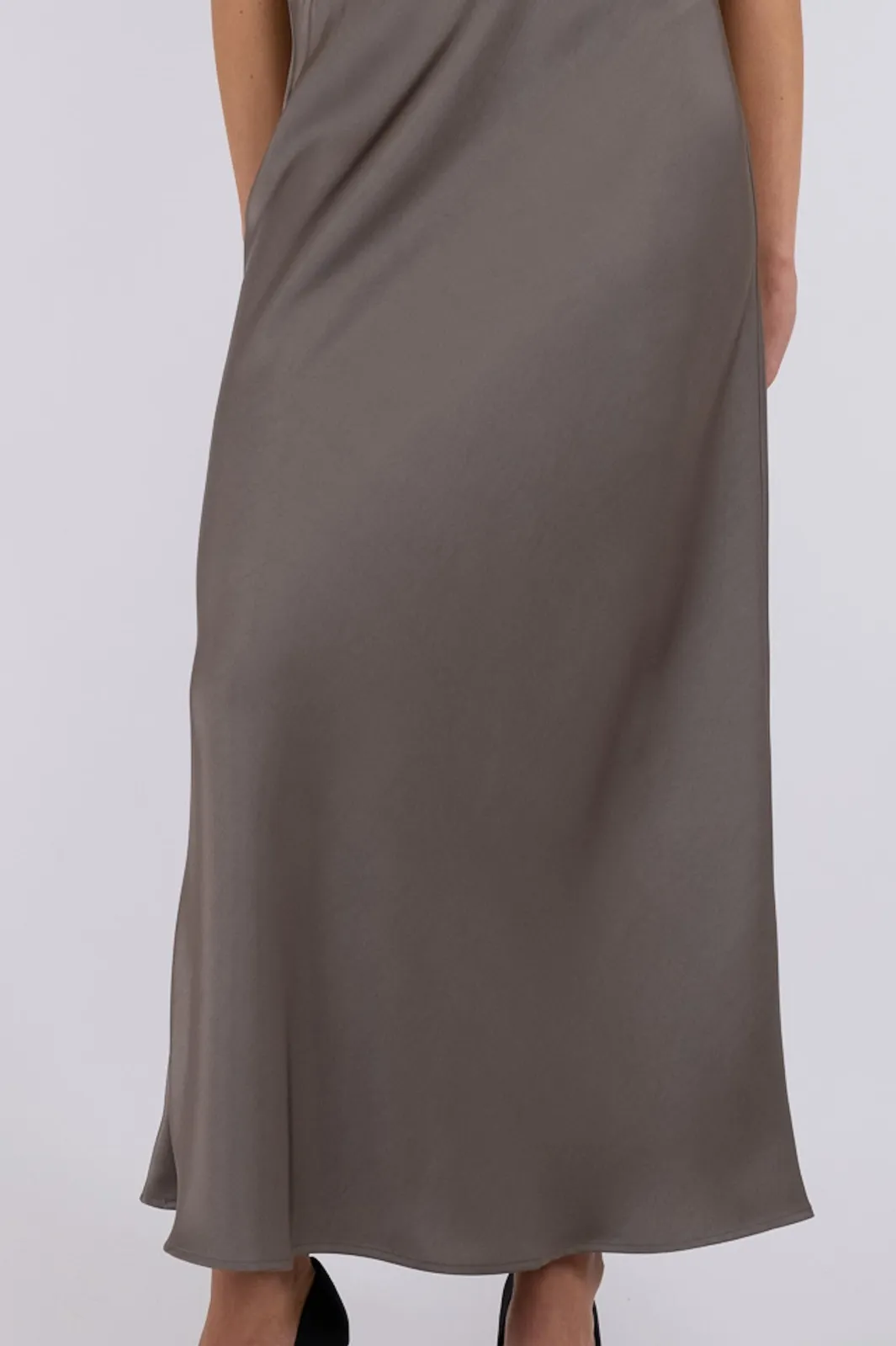 New Neo Noir Vicky Heavy Sateen Skirt Warm Grey
