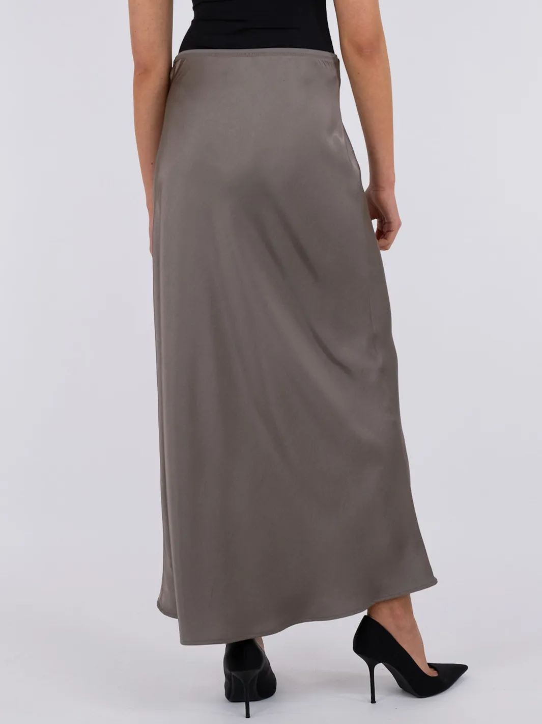 New Neo Noir Vicky Heavy Sateen Skirt Warm Grey