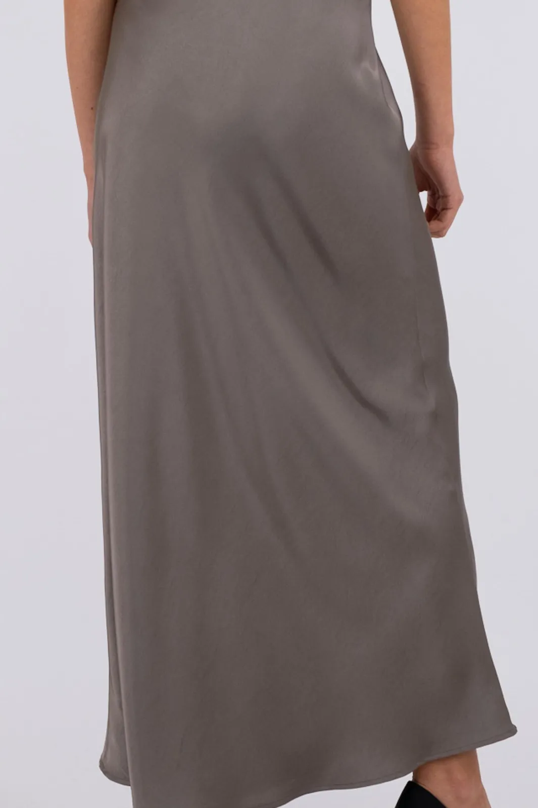 New Neo Noir Vicky Heavy Sateen Skirt Warm Grey