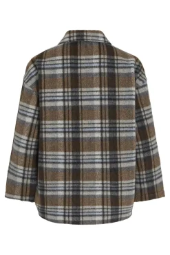 Hot Vila Viemie L/S Checked Shacket 5098983 Nuthatch Coffee Bean/Blue