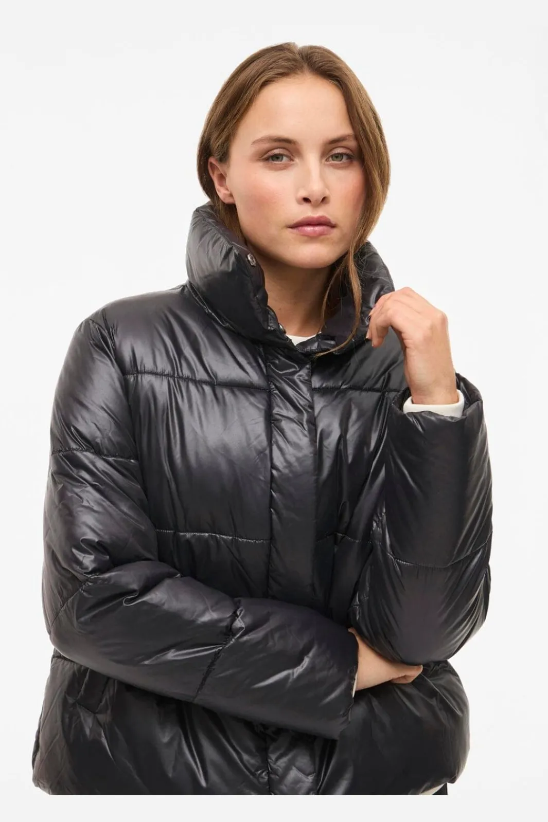New Vila Vilidda L/S Shinny Puffer Short Jacket 4909324 Black
