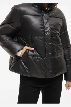 New Vila Vilidda L/S Shinny Puffer Short Jacket 4909324 Black