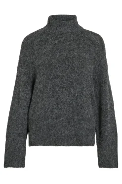 Discount Vila Vimarley L/S Roll Neck Knit Pullover 4971920 Dark Grey Melange