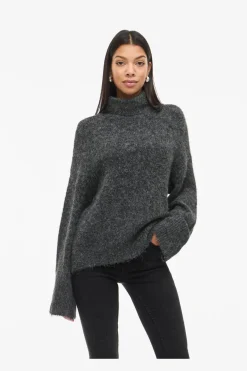 Discount Vila Vimarley L/S Roll Neck Knit Pullover 4971920 Dark Grey Melange