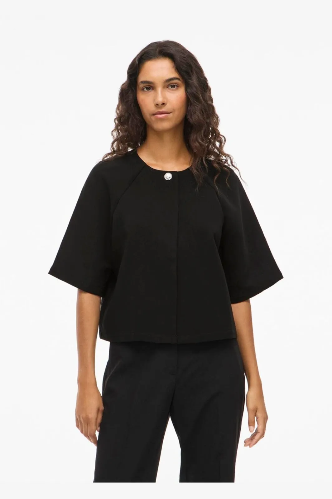 Best Vila Visabby 2/4 Open Short Top 4810886 Black Beauty
