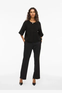 Best Vila Visabby 2/4 Open Short Top 4810886 Black Beauty
