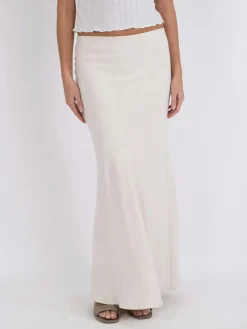 Sale Neo Noir Viso Linen Skirt Natural