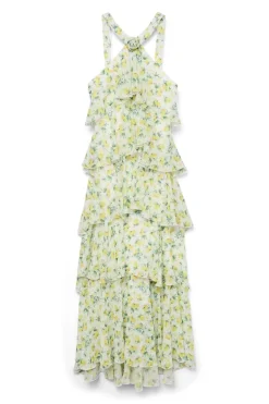 Online Vero Moda Vmfelicia Sl Ruffle Maxi Dress 4783970 Star White Lemon Aop