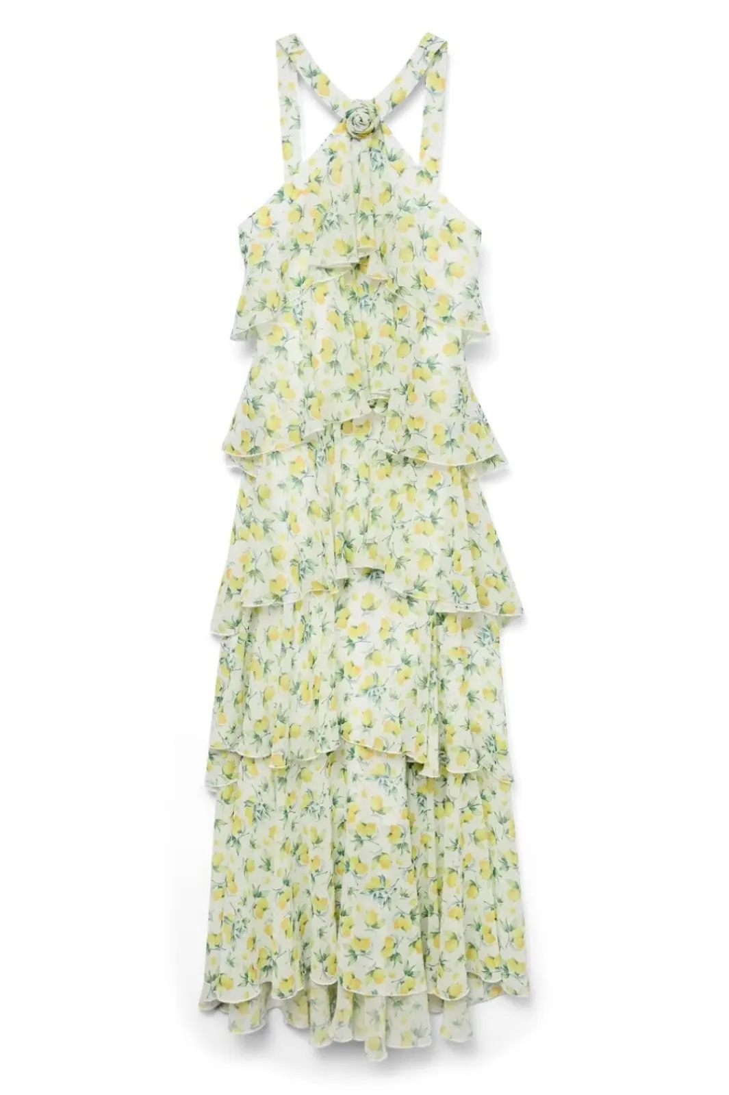 Online Vero Moda Vmfelicia Sl Ruffle Maxi Dress 4783970 Star White Lemon Aop