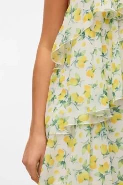 Online Vero Moda Vmfelicia Sl Ruffle Maxi Dress 4783970 Star White Lemon Aop