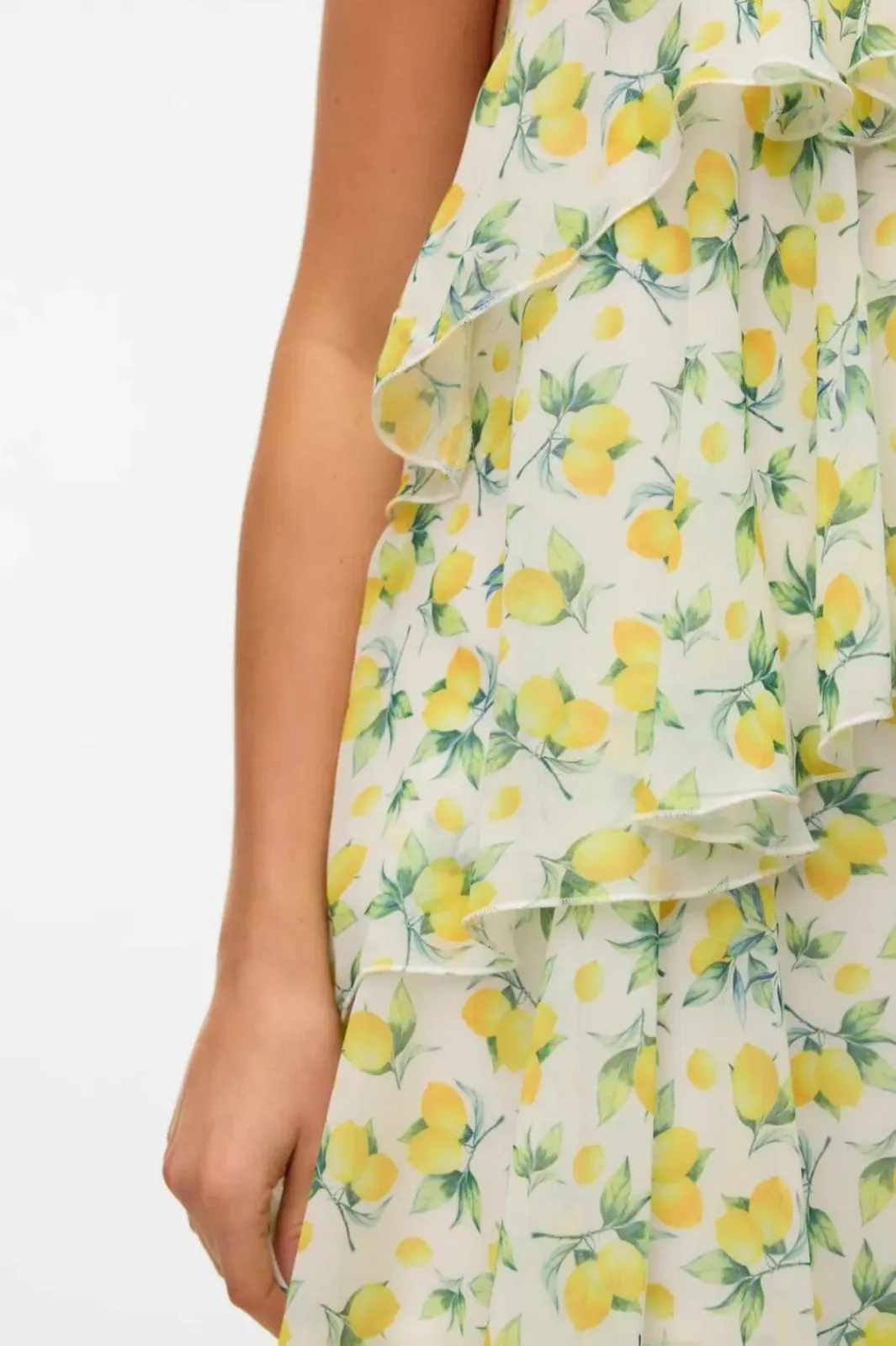 Online Vero Moda Vmfelicia Sl Ruffle Maxi Dress 4783970 Star White Lemon Aop