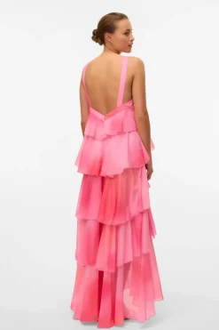 Vero Moda Vmfelicia Sl Ruffle Maxi Dress 4783973 Cherry Blossom Tie Dye Aop