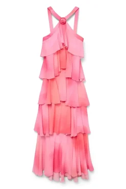 Vero Moda Vmfelicia Sl Ruffle Maxi Dress 4783973 Cherry Blossom Tie Dye Aop