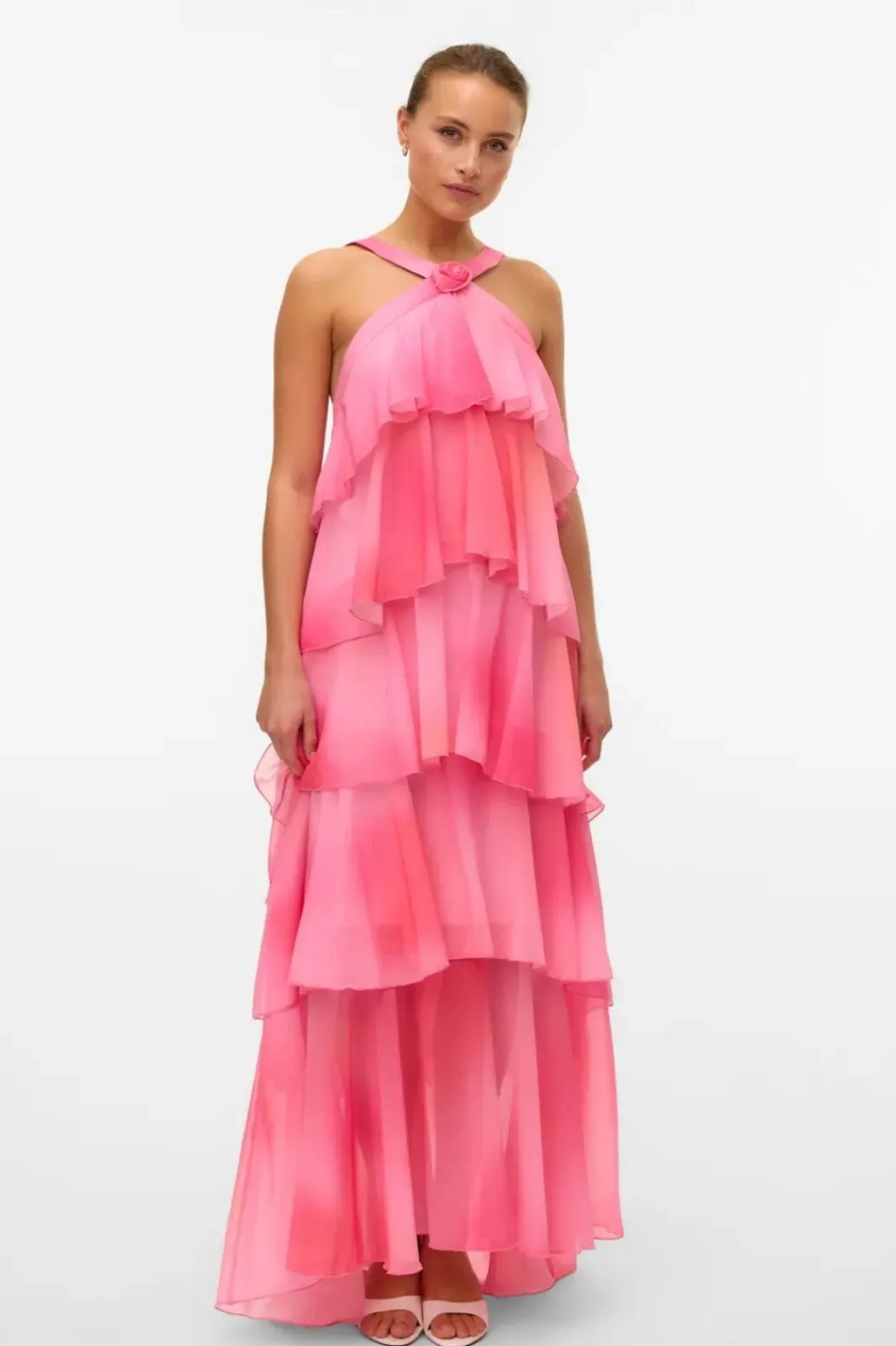 Vero Moda Vmfelicia Sl Ruffle Maxi Dress 4783973 Cherry Blossom Tie Dye Aop