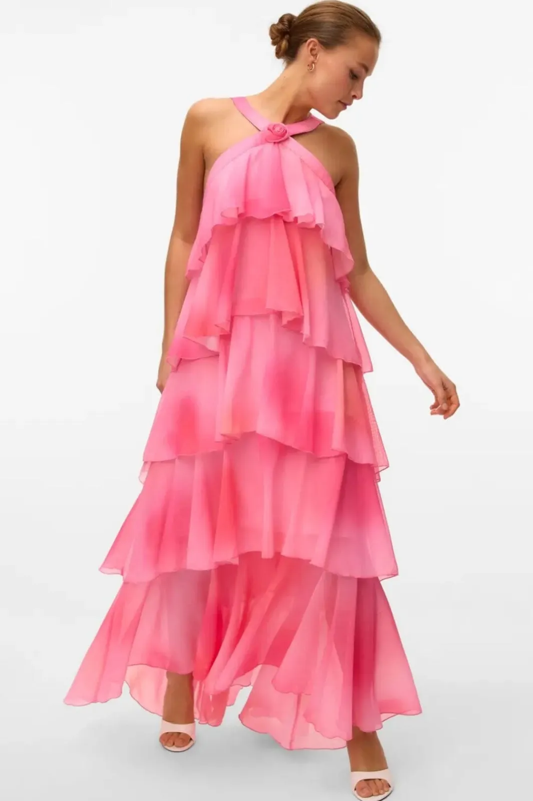 Vero Moda Vmfelicia Sl Ruffle Maxi Dress 4783973 Cherry Blossom Tie Dye Aop
