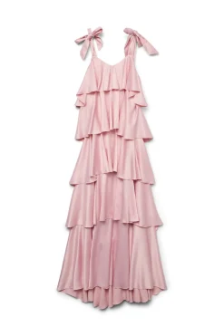 Outlet Vero Moda Vmfelicia Tiestrapruffle Maxi Satin Dres 4831463 Cherry Blossom