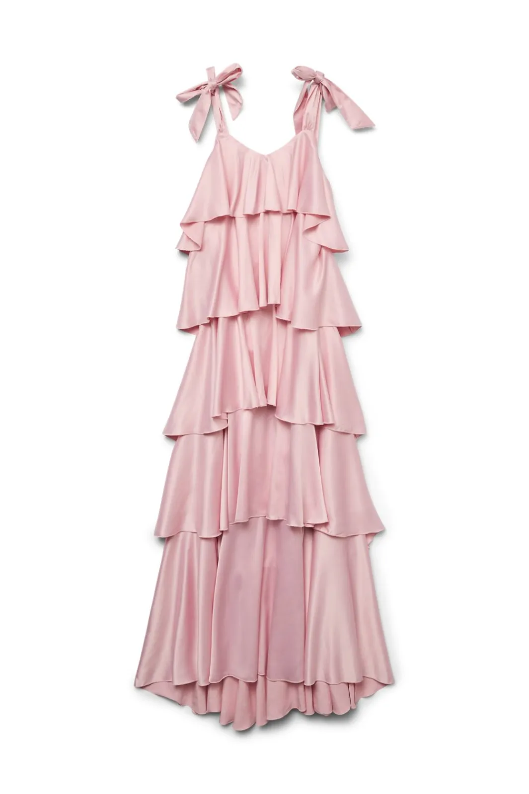 Outlet Vero Moda Vmfelicia Tiestrapruffle Maxi Satin Dres 4831463 Cherry Blossom