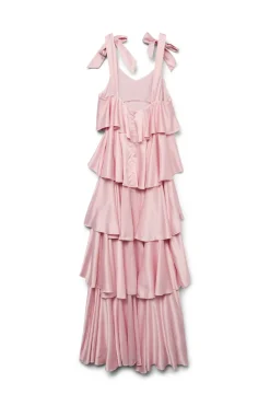 Outlet Vero Moda Vmfelicia Tiestrapruffle Maxi Satin Dres 4831463 Cherry Blossom