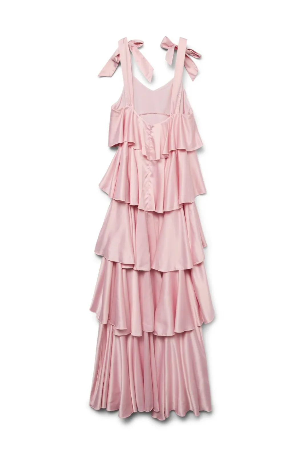 Outlet Vero Moda Vmfelicia Tiestrapruffle Maxi Satin Dres 4831463 Cherry Blossom