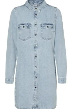 Sale Vero Moda Vmjennie Ls Short Denim Dress Mix 4524290 Light Blue Denim