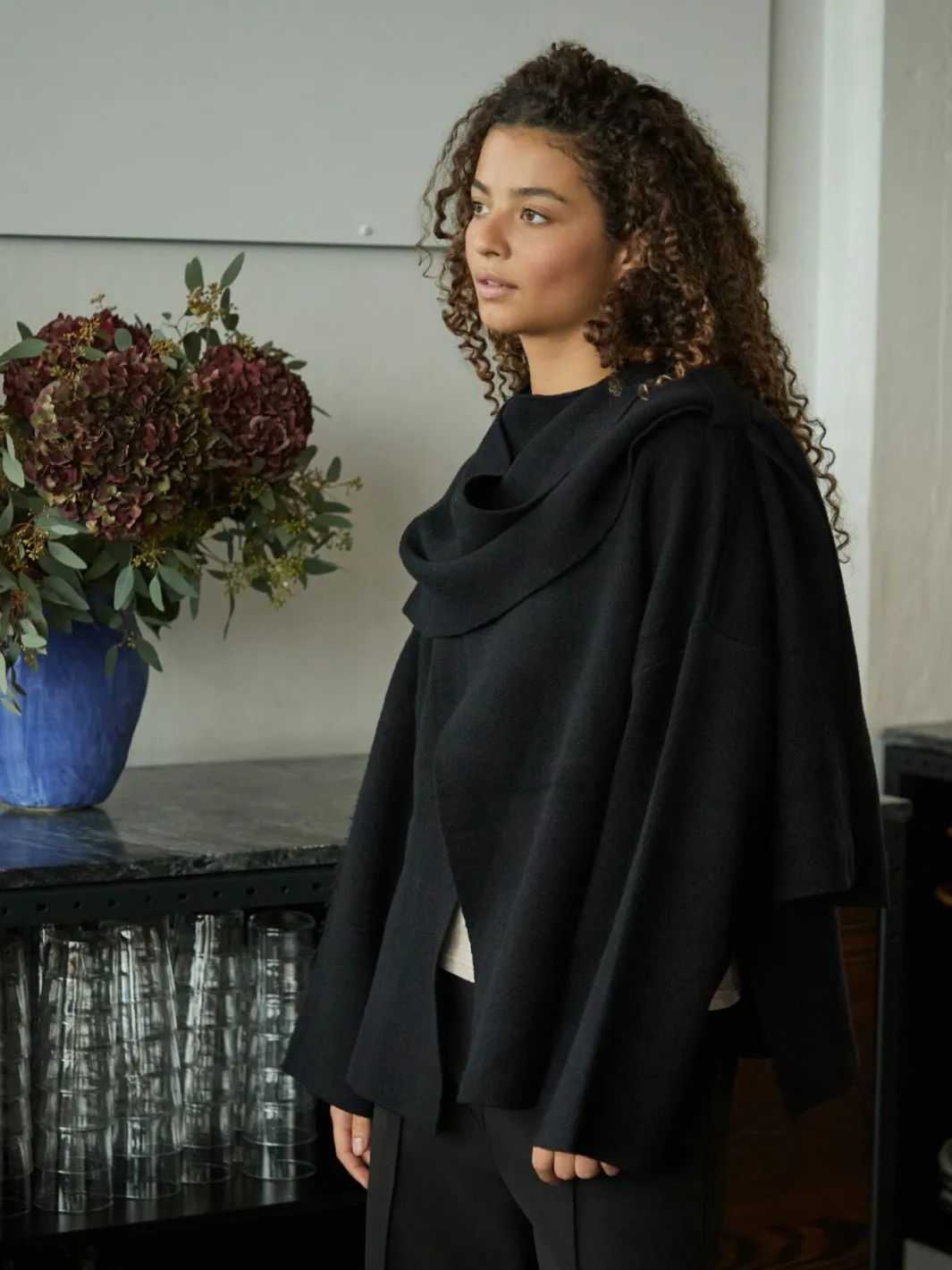 New Neo Noir Wals Knit Scarf Blouse 166203 100