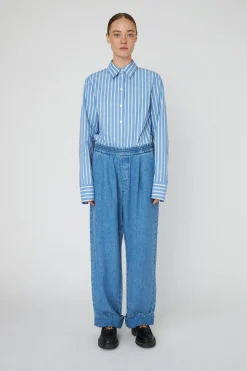 Best Stella Nova Washed Blue Mid-waist Pants With Scallop Edgewd54-6325 302 Light Blue