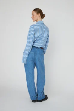 Best Stella Nova Washed Blue Mid-waist Pants With Scallop Edgewd54-6325 302 Light Blue