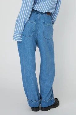 Best Stella Nova Washed Blue Mid-waist Pants With Scallop Edgewd54-6325 302 Light Blue
