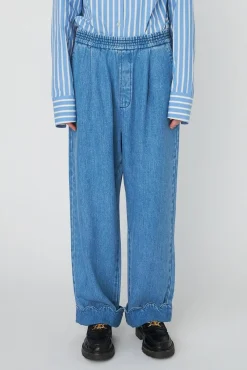 Best Stella Nova Washed Blue Mid-waist Pants With Scallop Edgewd54-6325 302 Light Blue