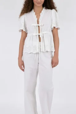 Best Neo Noir William Embroidery Pants White