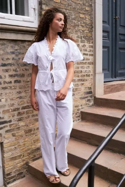 Best Neo Noir William Embroidery Pants White