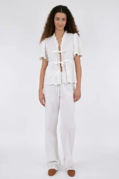 Best Neo Noir William Embroidery Pants White