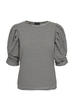 Online Liberte Win Puff Tshirt 22343 Black Creme Small Stripe