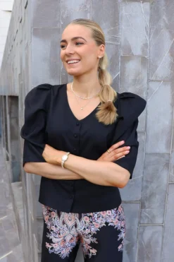Online Liberte Winnie V Button Blouse 22315 Black