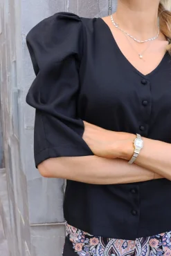 Online Liberte Winnie V Button Blouse 22315 Black