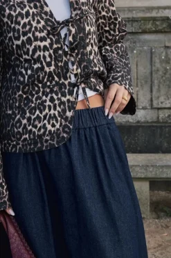 Clearance Neo Noir Yara Denim Long Skirt Dark Blue