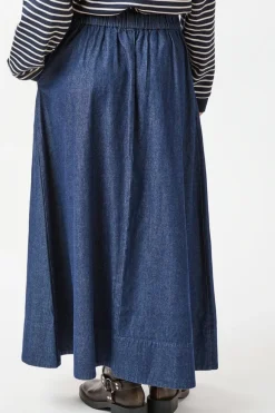 Clearance Neo Noir Yara Denim Long Skirt Dark Blue