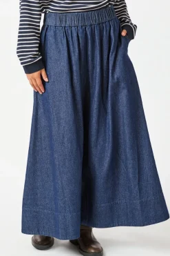 Clearance Neo Noir Yara Denim Long Skirt Dark Blue
