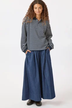 Clearance Neo Noir Yara Denim Long Skirt Dark Blue