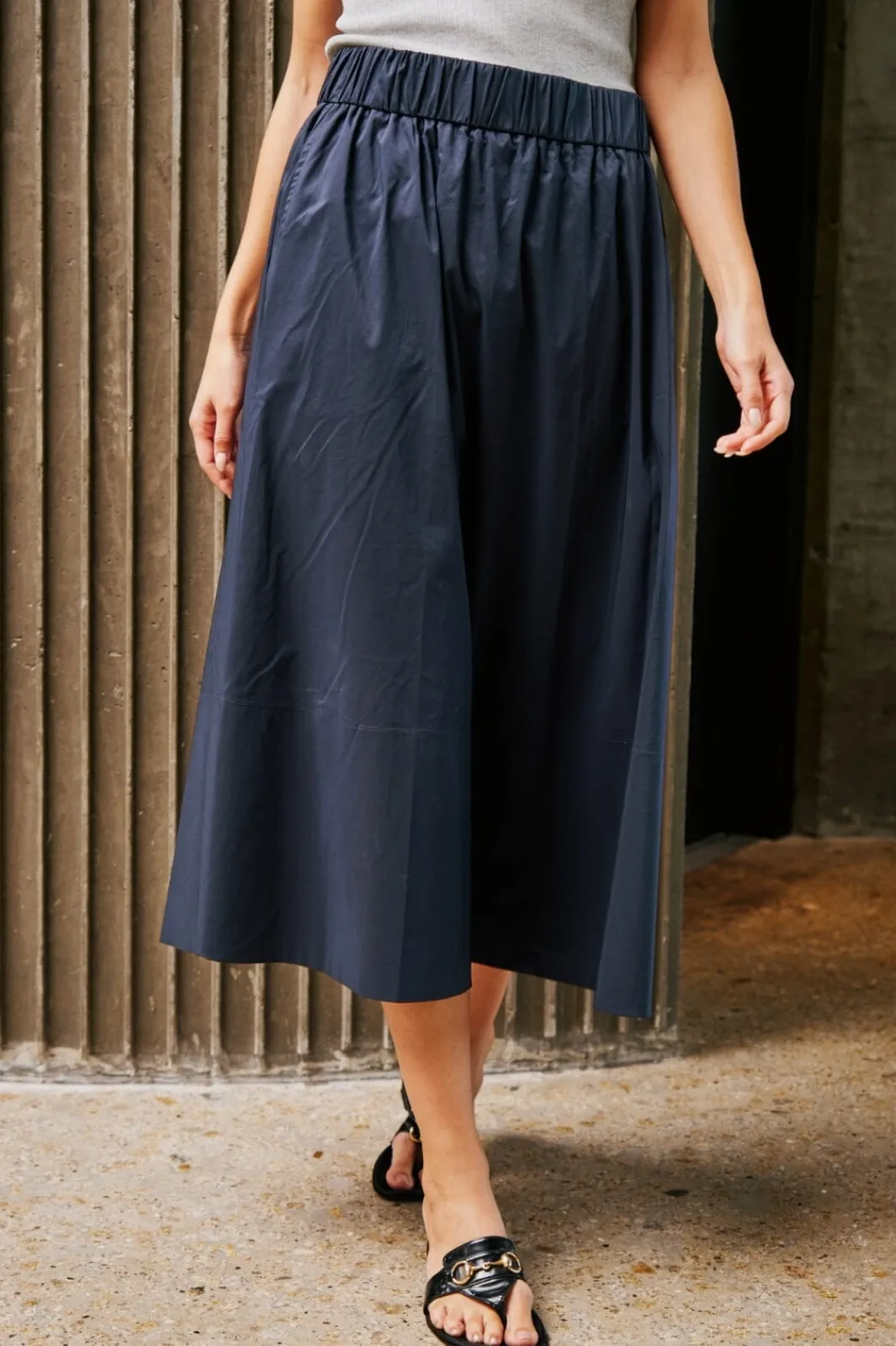 New Neo Noir Yara Poplin Skirt Navy