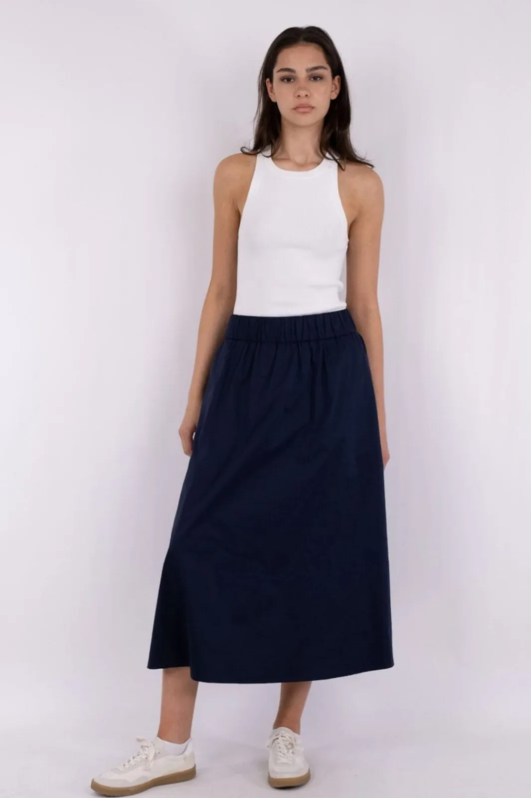 New Neo Noir Yara Poplin Skirt Navy