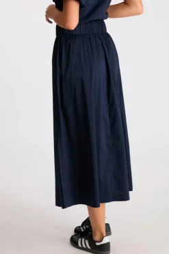 New Neo Noir Yara Poplin Skirt Navy