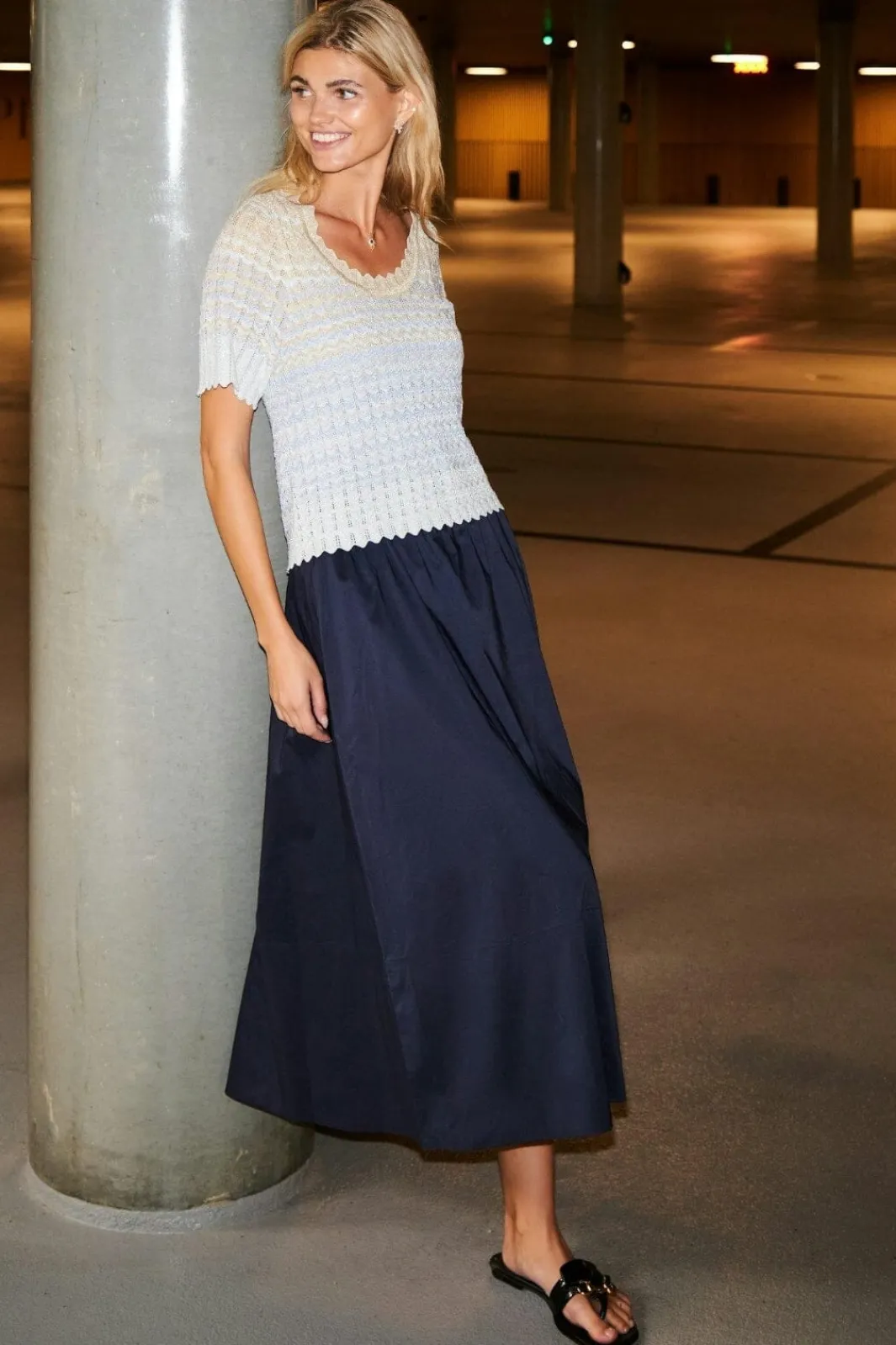 New Neo Noir Yara Poplin Skirt Navy