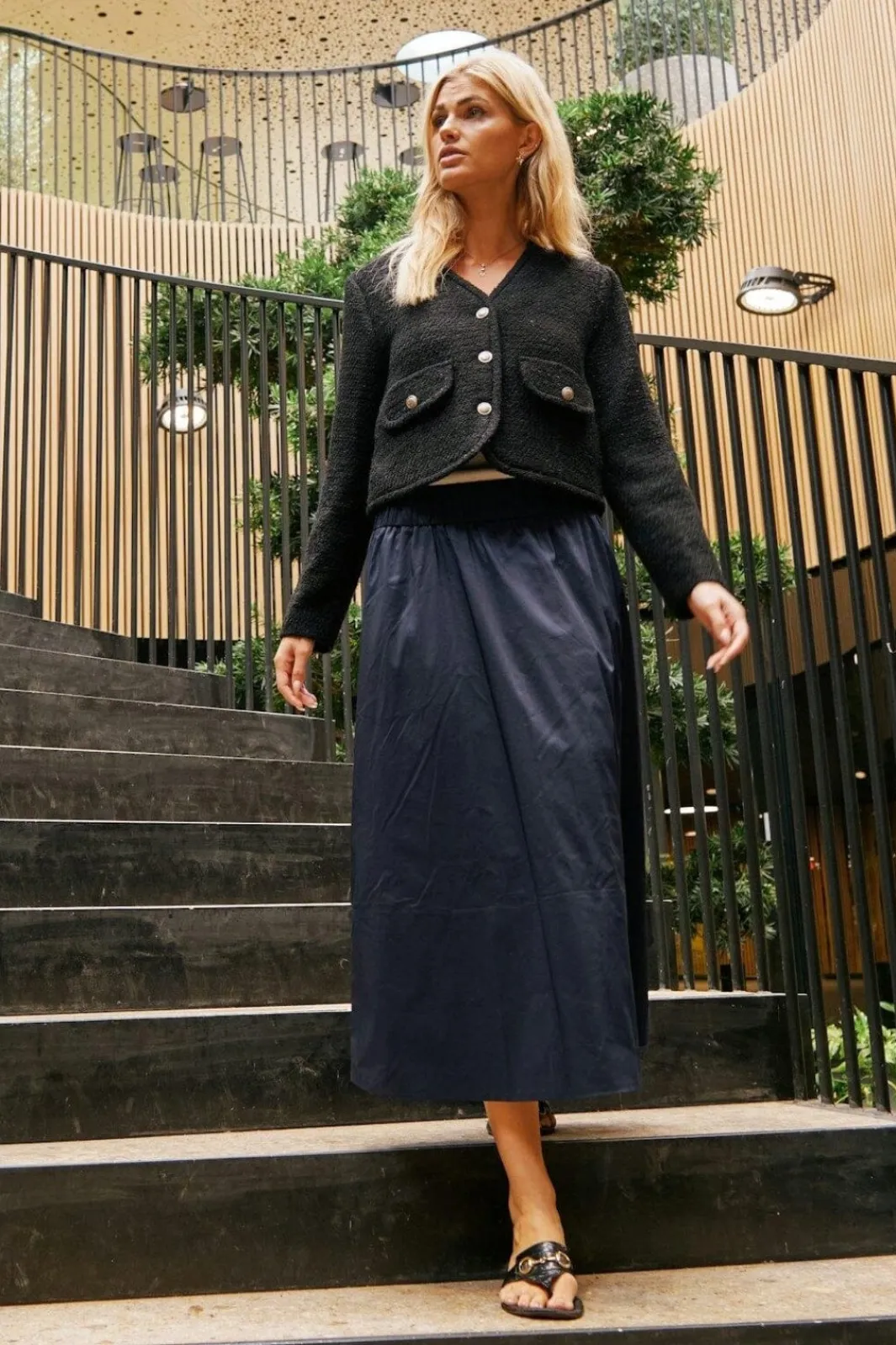 New Neo Noir Yara Poplin Skirt Navy