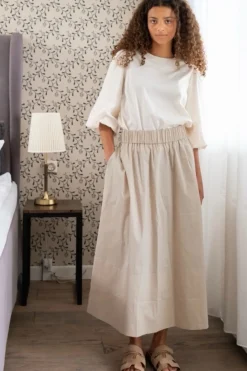 Outlet Neo Noir Yara Poplin Skirt Dark Sand