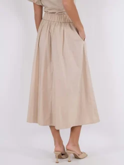 Outlet Neo Noir Yara Poplin Skirt Dark Sand